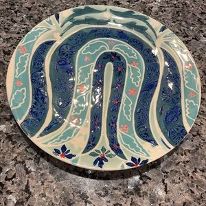 Anthropologie Adele blue tulip hand painted  dinner plate